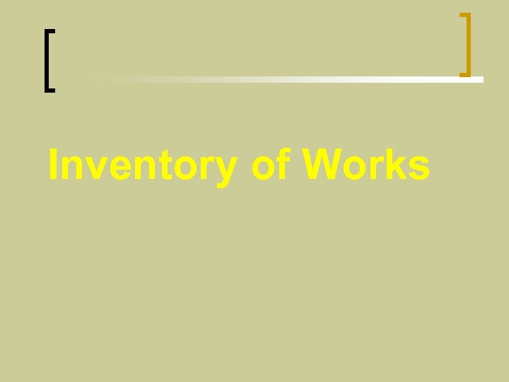 Inventory of Works 