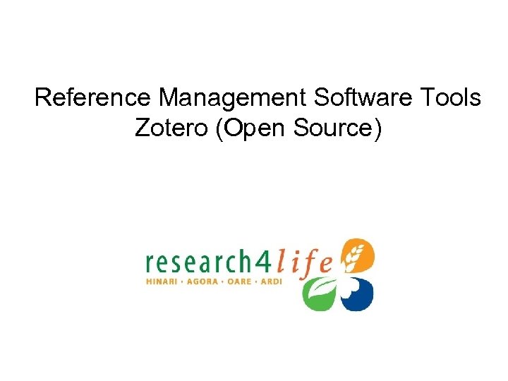 Reference Management Software Tools Zotero (Open Source) 