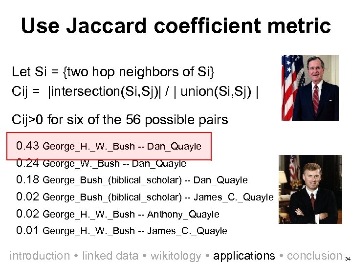 Use Jaccard coefficient metric Let Si = {two hop neighbors of Si} Cij =