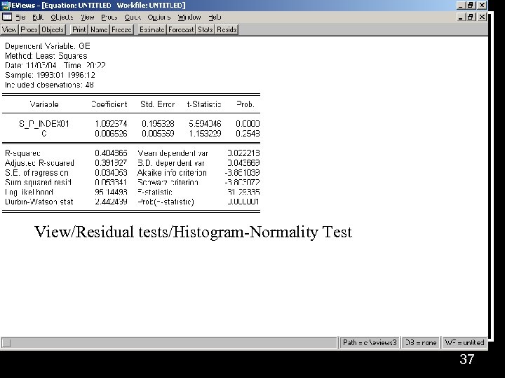 View/Residual tests/Histogram-Normality Test 37 