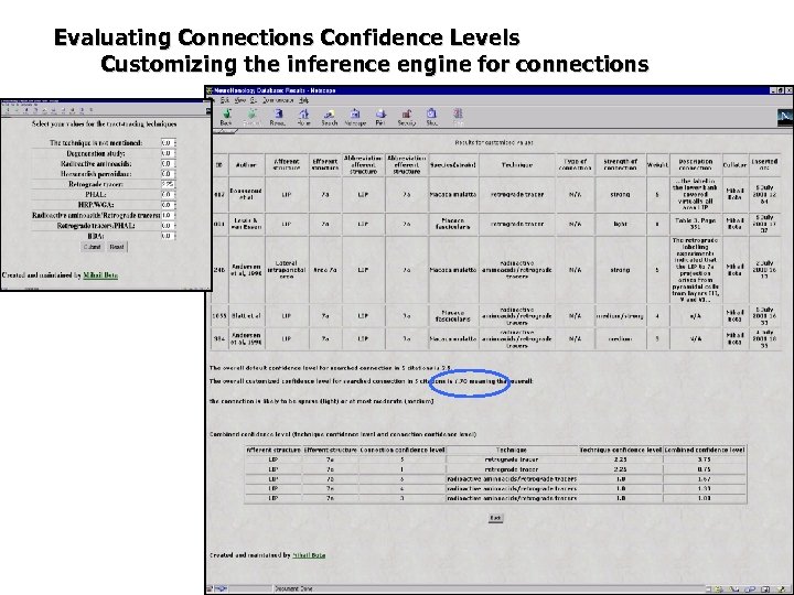 Evaluating Connections Confidence Levels Customizing the inference engine for connections 