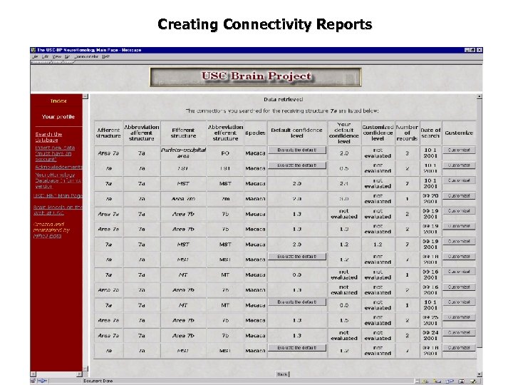 Creating Connectivity Reports 