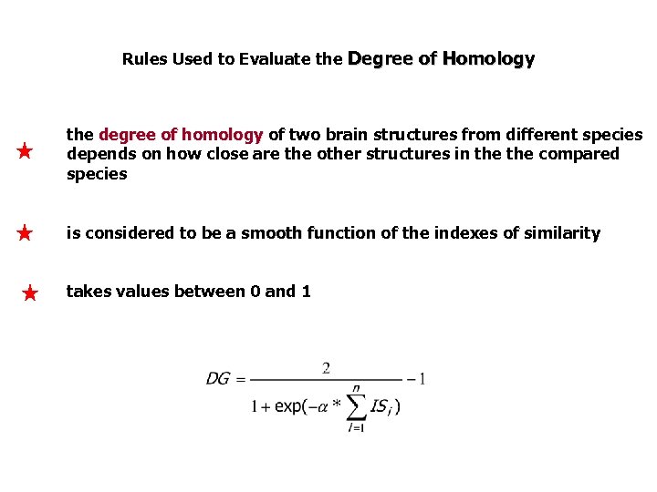 Rules Used to Evaluate the Degree of Homology the degree of homology of two