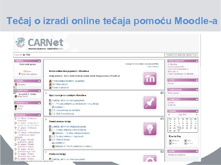 Tečaj o izradi online tečaja pomoću Moodle-a 