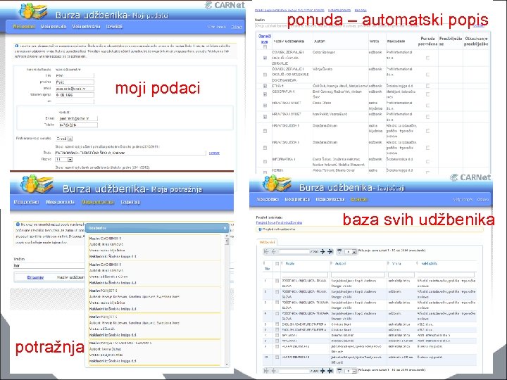 ponuda – automatski popis moji podaci baza svih udžbenika potražnja 