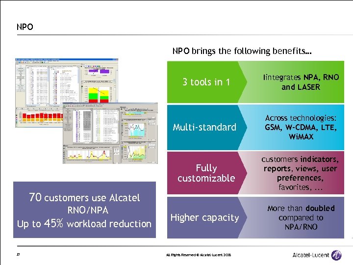 NPO brings the following benefits… 3 tools in 1 Iintegrates NPA, RNO and LASER