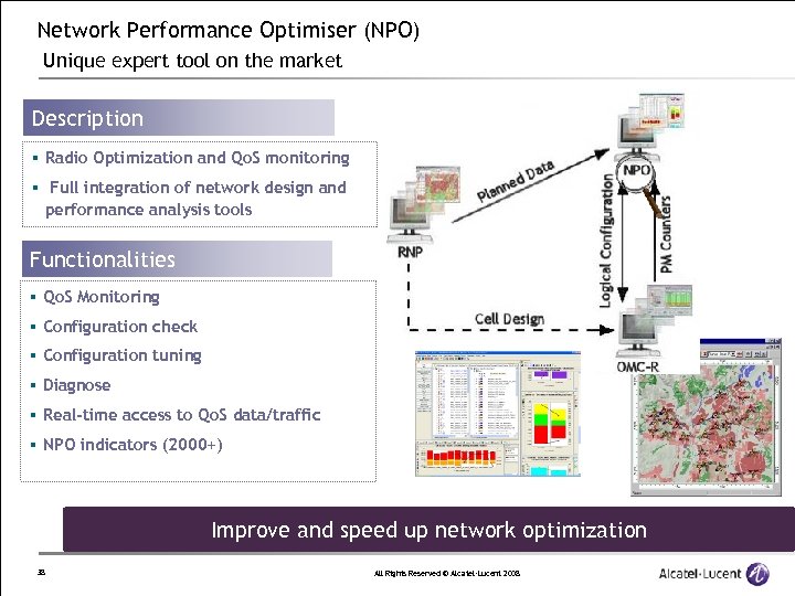 Network Performance Optimiser (NPO) Unique expert tool on the market Description § Radio Optimization