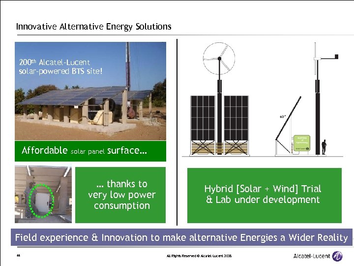 Innovative Alternative Energy Solutions 200 th Alcatel-Lucent solar-powered BTS site! Affordable solar panel surface…