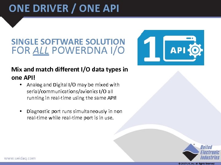 ONE DRIVER / ONE API SINGLE SOFTWARE SOLUTION FOR ALL POWERDNA I/O Mix and