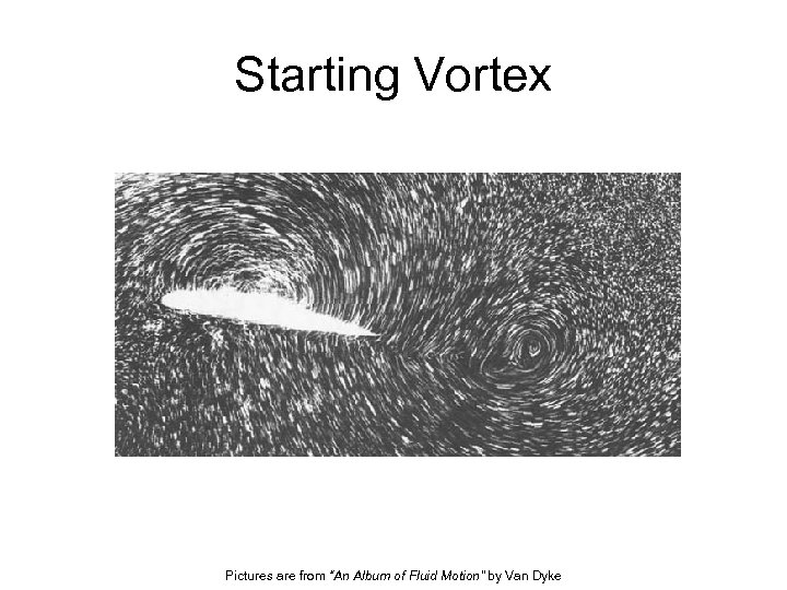 Starting Vortex Pictures are from “An Album of Fluid Motion” by Van Dyke 