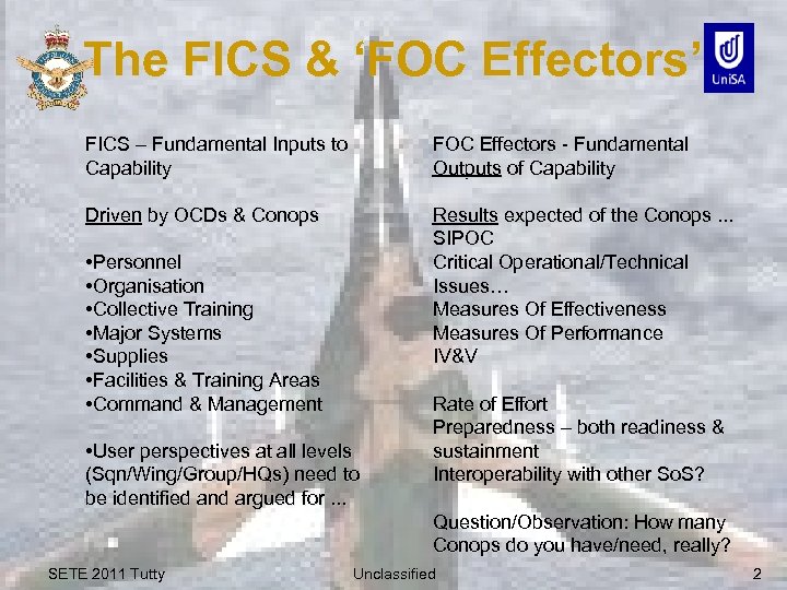 The FICS & ‘FOC Effectors’ FICS – Fundamental Inputs to Capability FOC Effectors -