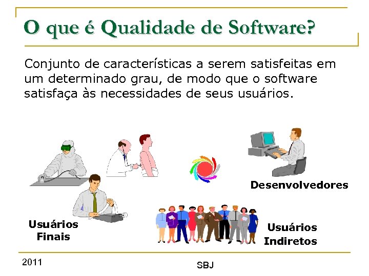 O que é Qualidade de Software? Conjunto de características a serem satisfeitas em um