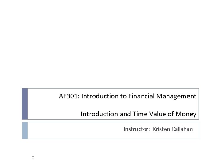 Af 301 Introduction To Financial Management Introduction And - 