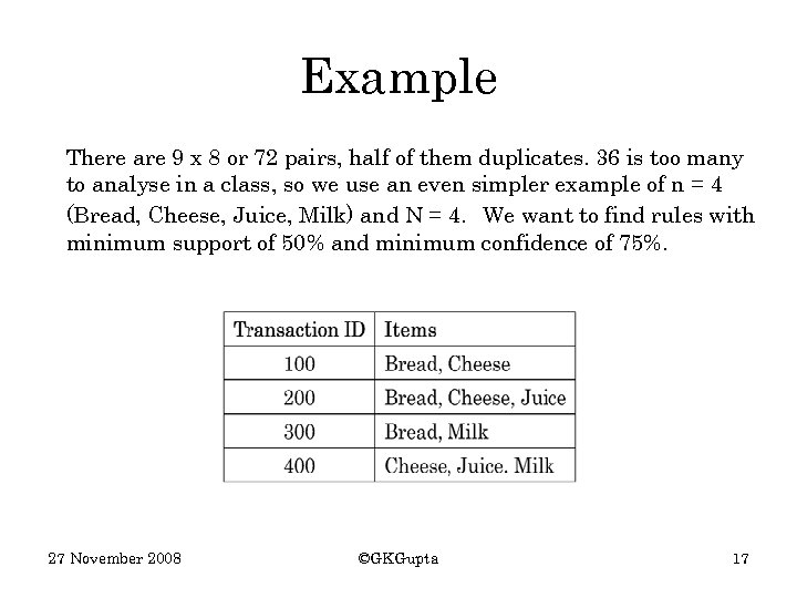 Example There are 9 x 8 or 72 pairs, half of them duplicates. 36