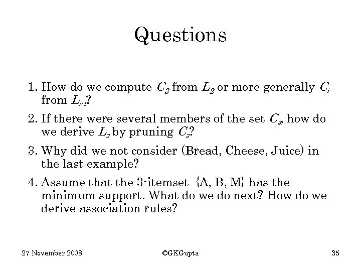 Questions 1. How do we compute C 3 from L 2 or more generally