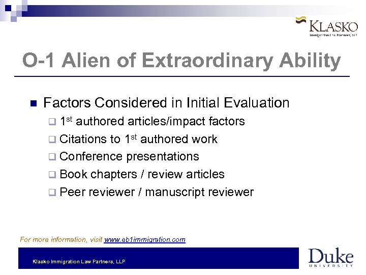O-1 Alien of Extraordinary Ability Factors Considered in Initial Evaluation q 1 st authored