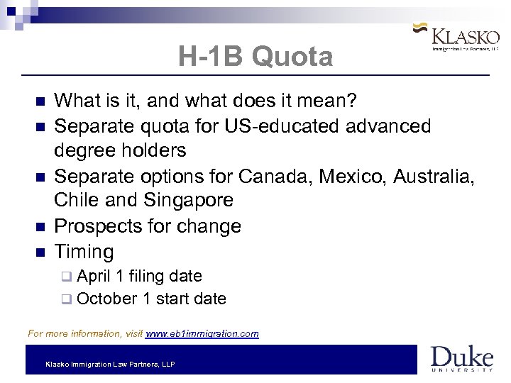 H-1 B Quota What is it, and what does it mean? Separate quota for