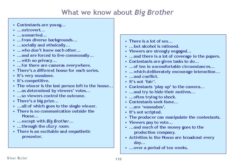 What we know about Big Brother • • • • • Contestants are young.
