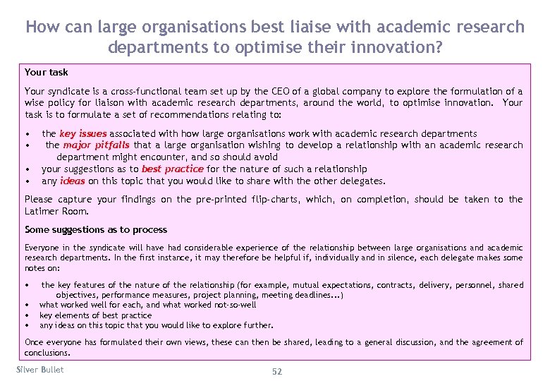 How can large organisations best liaise with academic research departments to optimise their innovation?