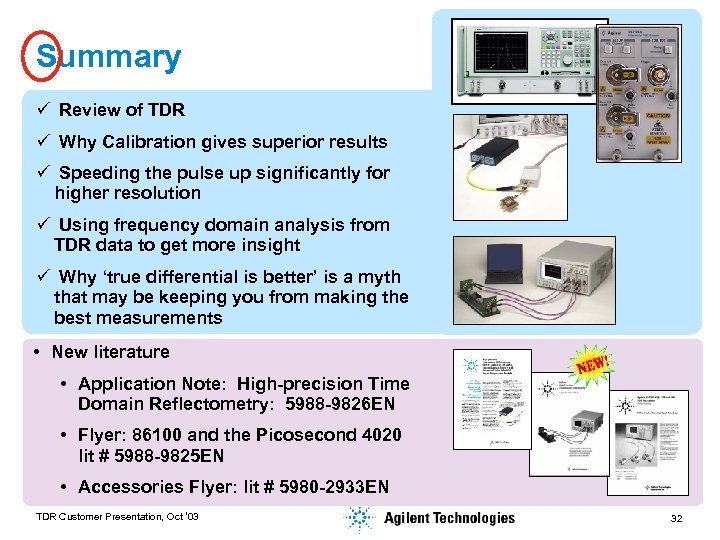 Summary ü Review of TDR ü Why Calibration gives superior results ü Speeding the