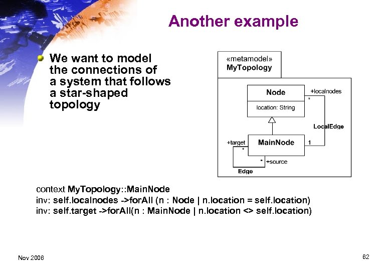 Another example We want to model the connections of a system that follows a