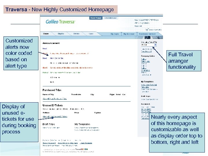 Traversa - New Highly Customized Homepage Customized alerts now color coded based on alert