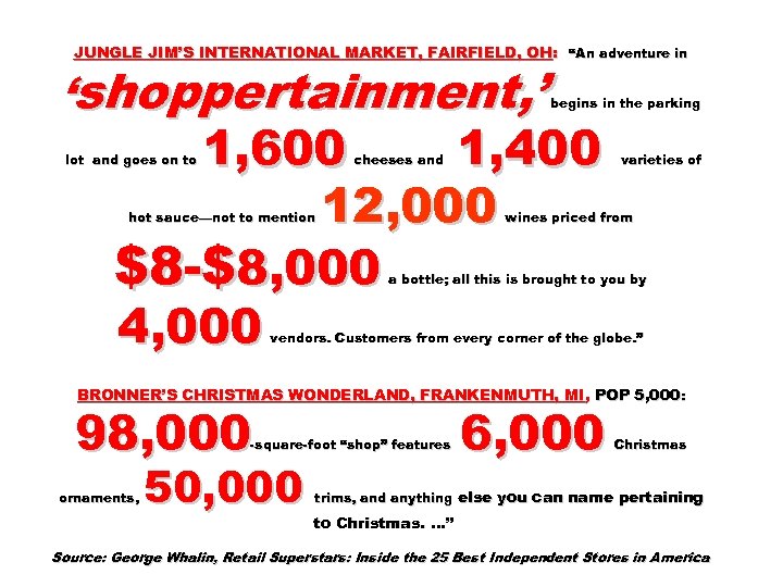 JUNGLE JIM’S INTERNATIONAL MARKET, FAIRFIELD, OH: “An adventure in ‘shoppertainment, ’ 1, 600 1,