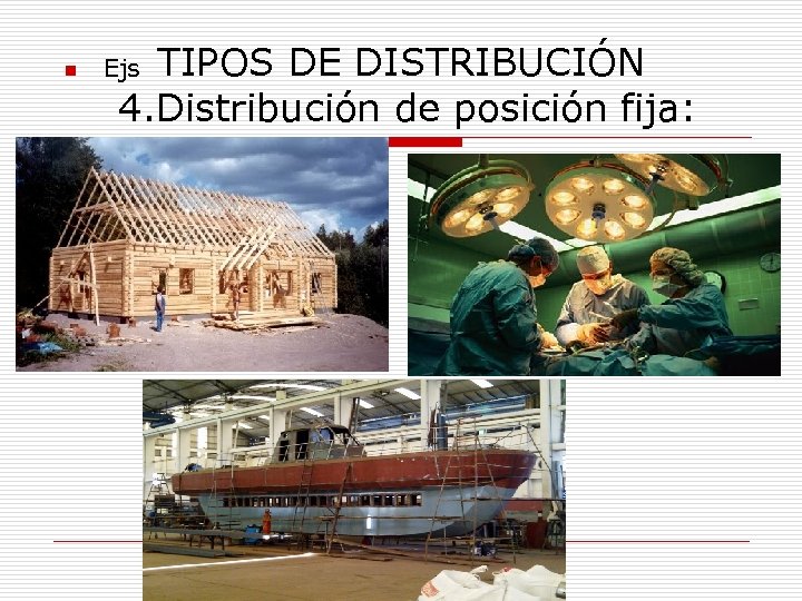 n TIPOS DE DISTRIBUCIÓN 4. Distribución de posición fija: Ejs 