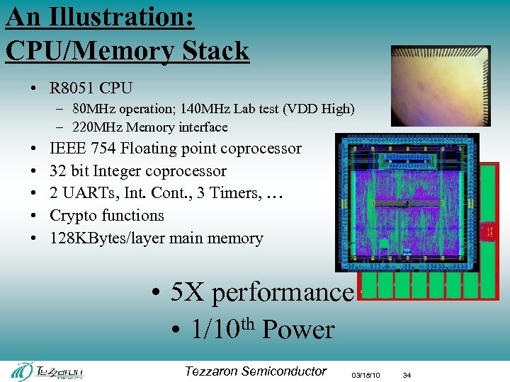 An Illustration: CPU/Memory Stack • R 8051 CPU – 80 MHz operation; 140 MHz