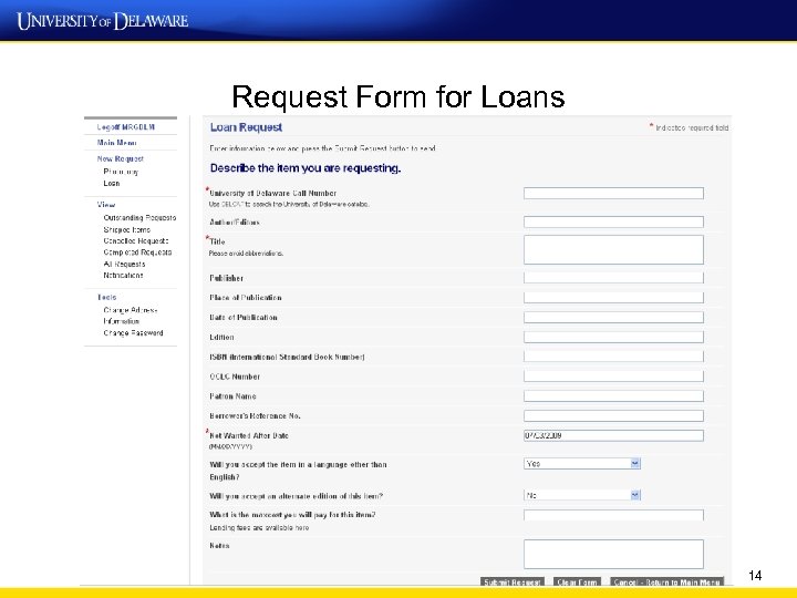 Request Form for Loans 14 