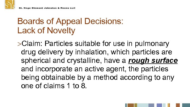 Boards of Appeal Decisions: Lack of Novelty Claim: Particles suitable for use in pulmonary