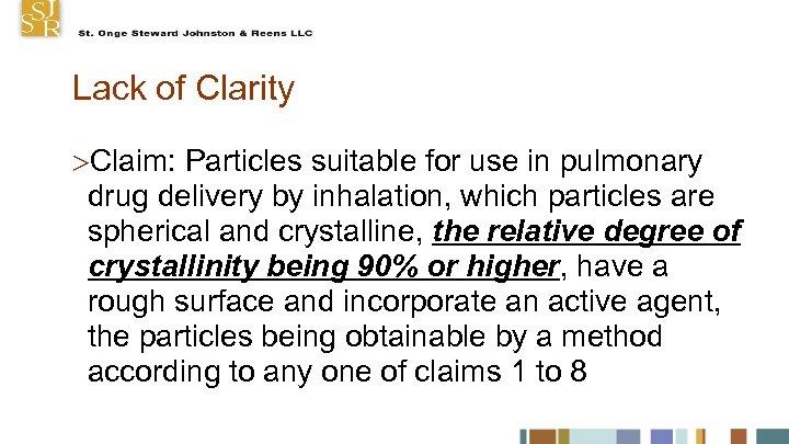 Lack of Clarity Claim: Particles suitable for use in pulmonary drug delivery by inhalation,