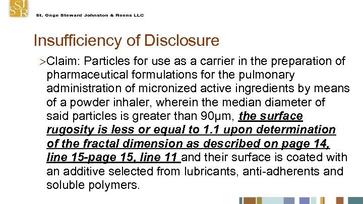 Insufficiency of Disclosure Claim: Particles for use as a carrier in the preparation of