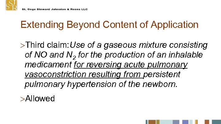 Extending Beyond Content of Application Third claim: Use of a gaseous mixture consisting of