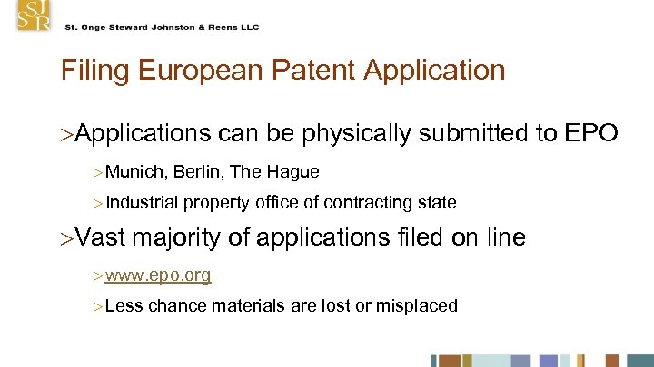 Filing European Patent Applications can be physically submitted to EPO Munich, Berlin, The Hague