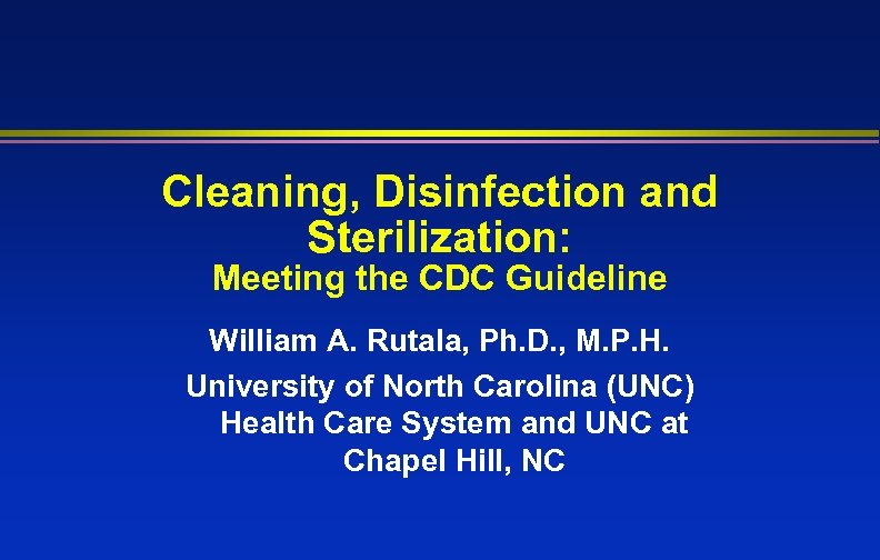 Cleaning Disinfection And Sterilization Meeting The CDC Guideline