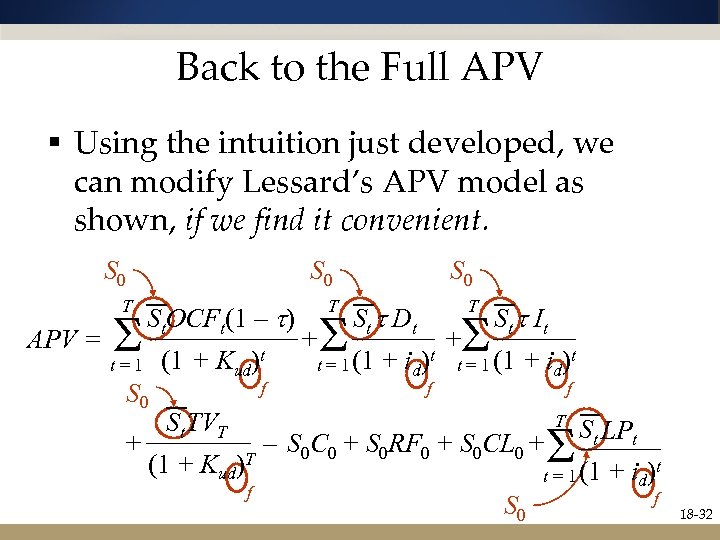 Back to the Full APV § Using the intuition just developed, we can modify