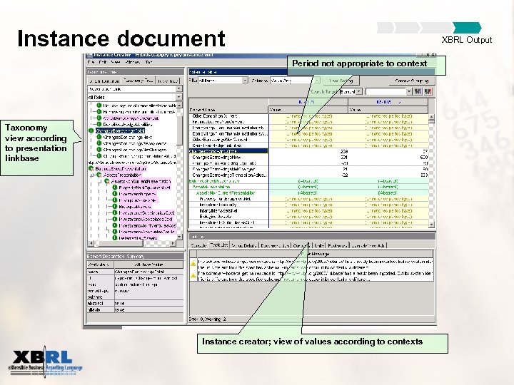 Instance document XBRL Output Period not appropriate to context Taxonomy view according to presentation