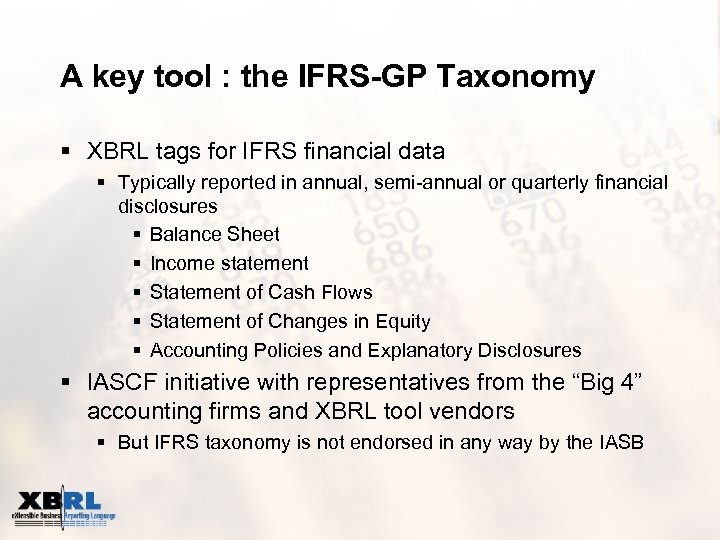 ENHANCING IFRS EXTERNAL REPORTING USING XBRL Presented By