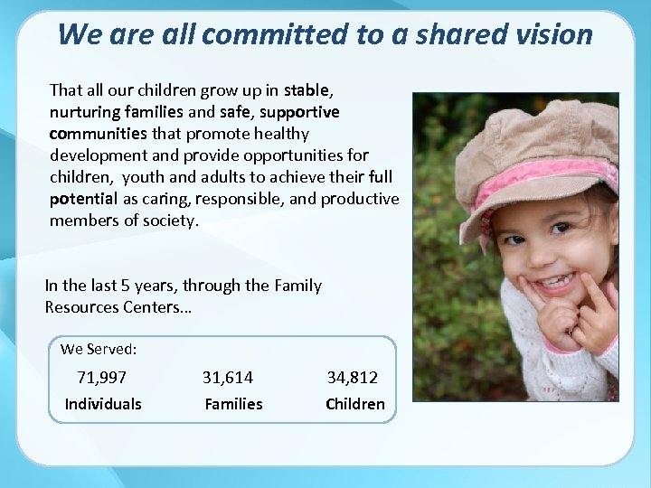 We are all committed to a shared vision That all our children grow up