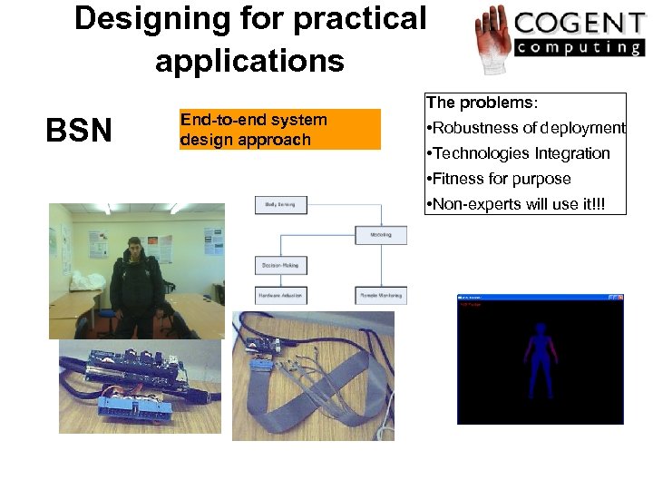 Designing for practical applications BSN End-to-end system design approach The problems: • Robustness of