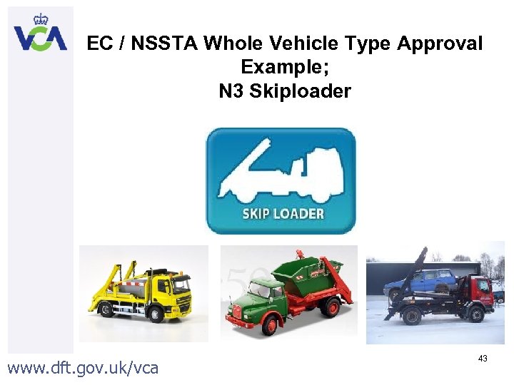 EC / NSSTA Whole Vehicle Type Approval Example; N 3 Skiploader www. dft. gov.