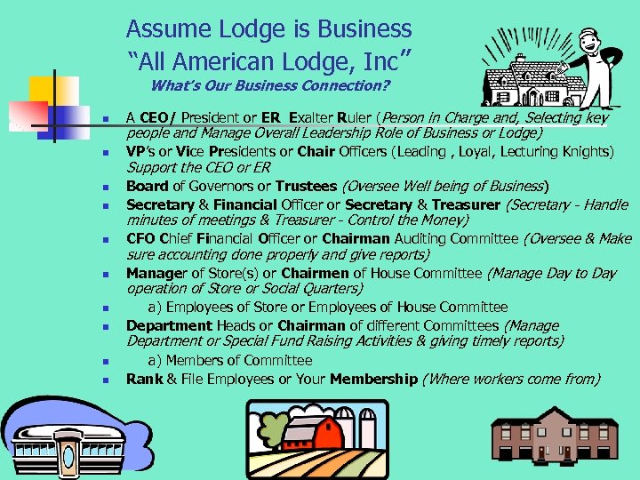 Assume Lodge is Business “All American Lodge, Inc” What’s Our Business Connection? n A