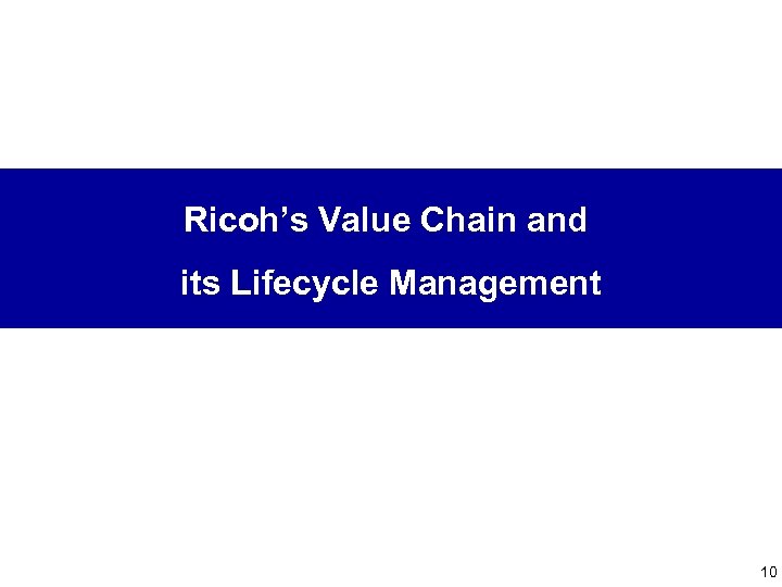 Ricoh’s Value Chain and its Lifecycle Management 10 