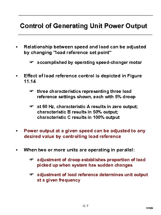 Control of Generating Unit Power Output § Relationship between speed and load can be