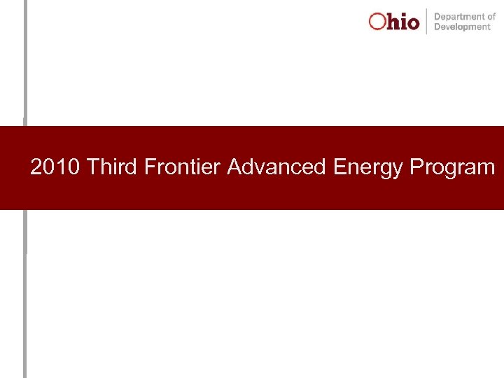 2010 Third Frontier Advanced Energy Program 