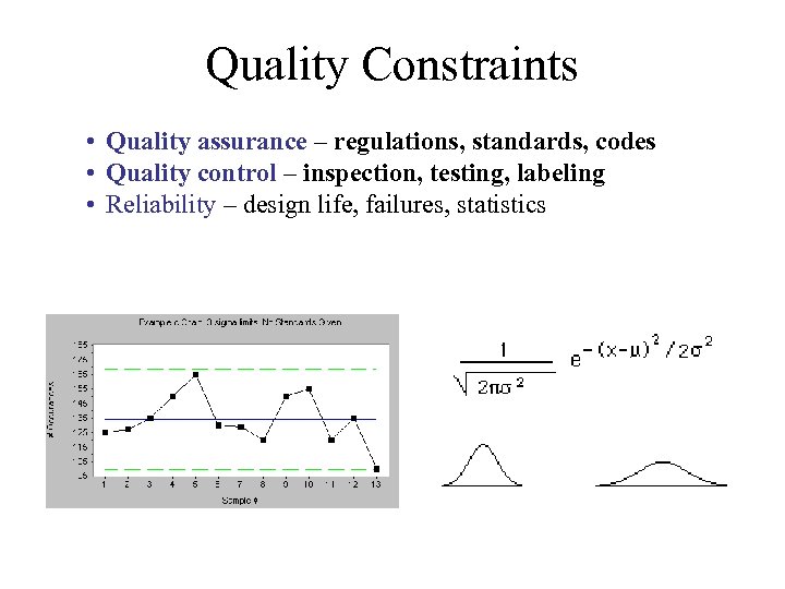 Quality Constraints • Quality assurance – regulations, standards, codes • Quality control – inspection,