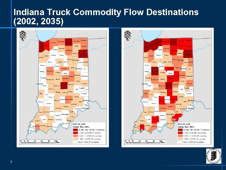 Indiana Truck Commodity Flow Destinations (2002, 2035) 7 
