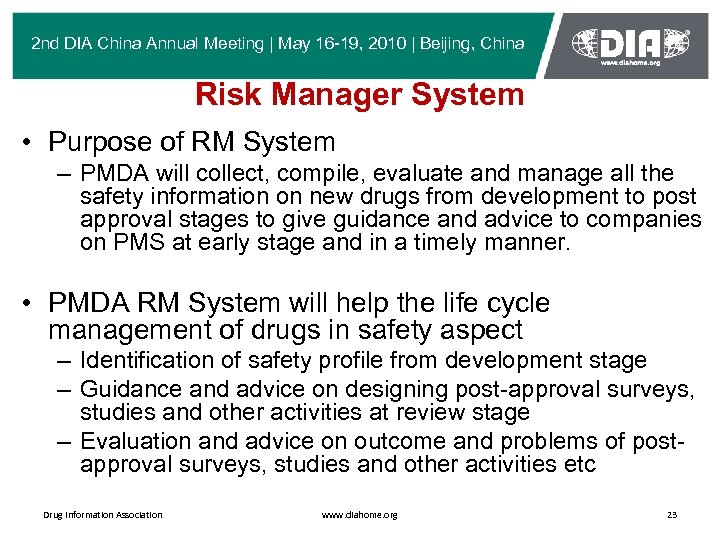 2 nd DIA China Annual Meeting | May 16 -19, 2010 | Beijing, China