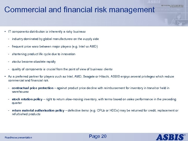 Commercial and financial risk management IBDINGWar OPX 20070976. 9 3/19/2018 9: 43 AM •